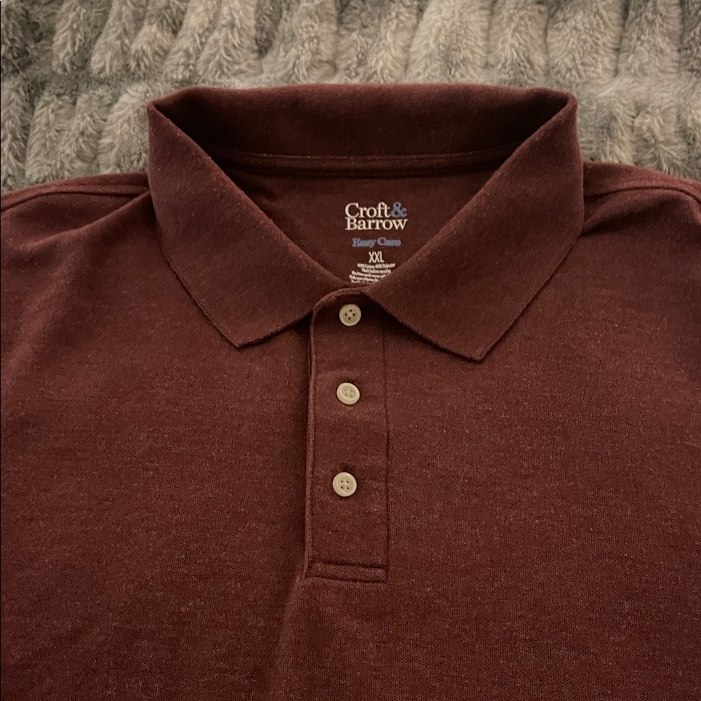 LIKE NEW Croft & Barrow Men's Burgundy Polo Shirt - Picture 3 of 4